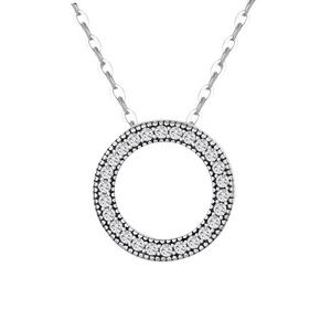 925 Sterling Silver Round Hearts Necklace